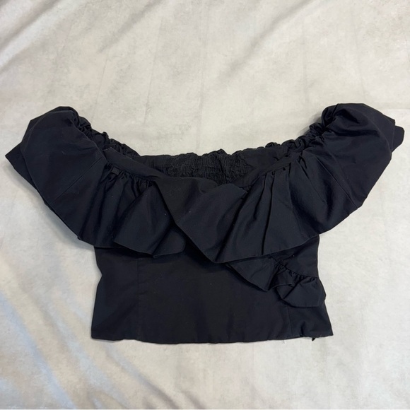 Zara Women Voluminous Poplin Top Black Cotton side zipper - Picture 10 of 15